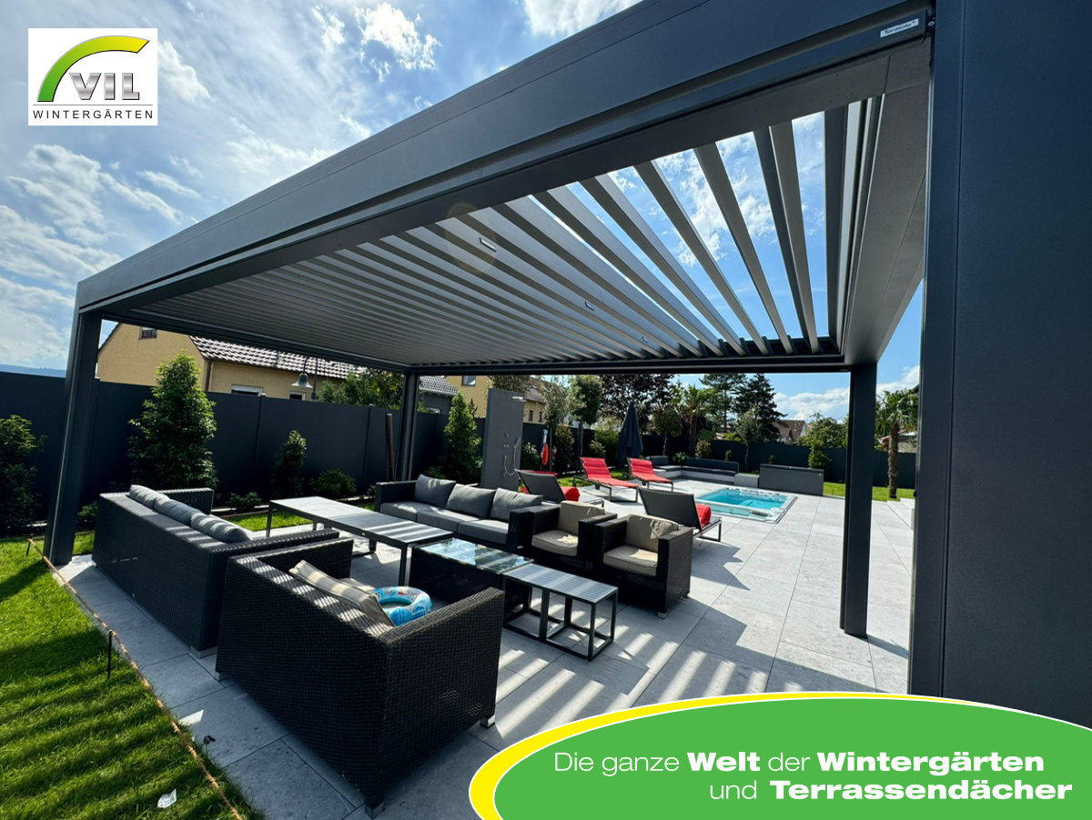 Moderne Eleganz im Freien: Hochwertige Lamellendächer mit kubischem Design der VIL